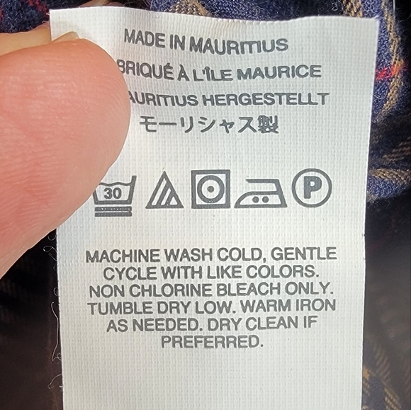 J.CREW‎ Scotch Plaid Flannel Button Down Cotton Shirt Slim Fit Men's Small Navy - Picture 11 of 15